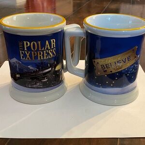 Polar Express Blue and White Mug Set
